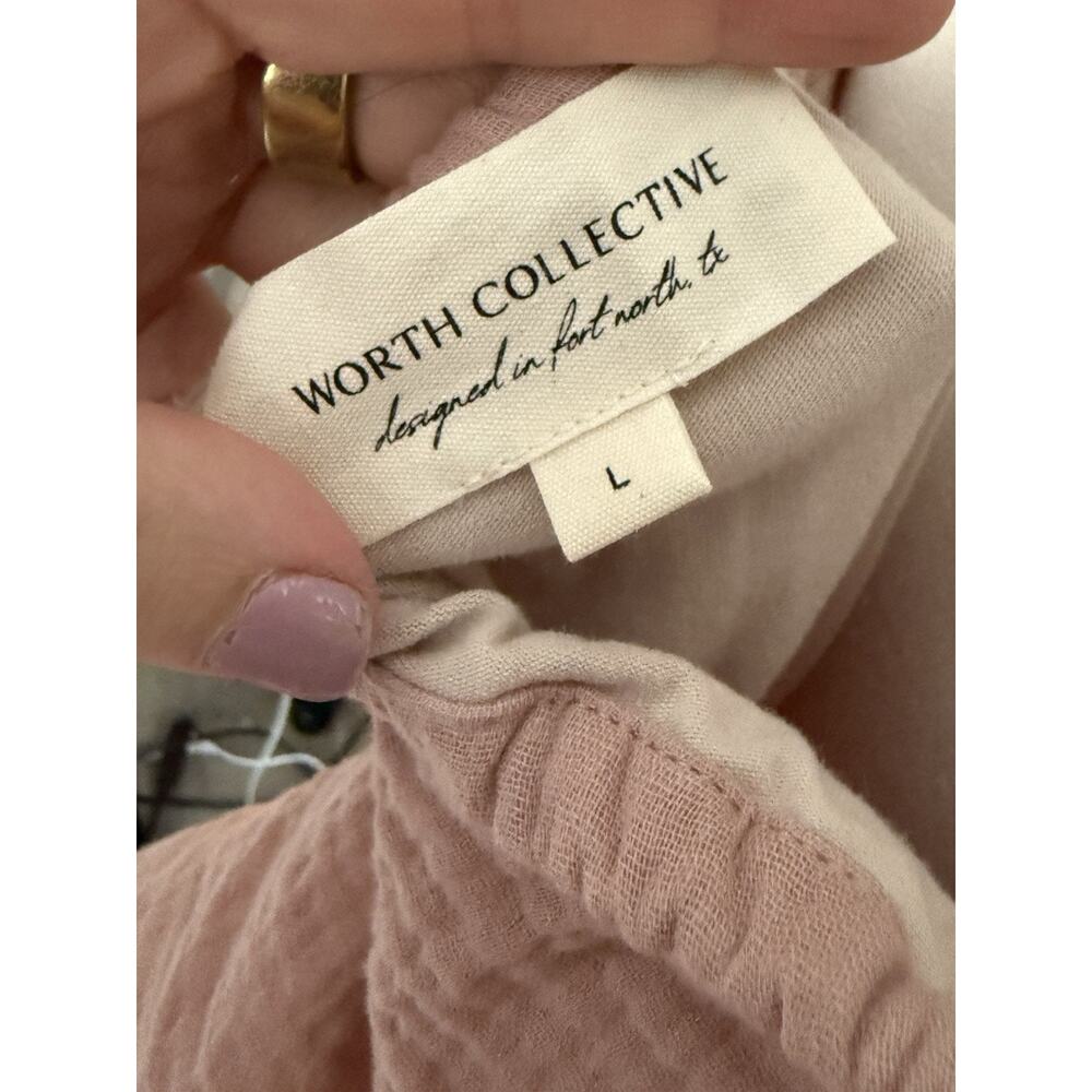 Worth Collective maxi Dress, Large Pink off Shoulder, Boho Gauze cottage Core - Picture 5 of 5